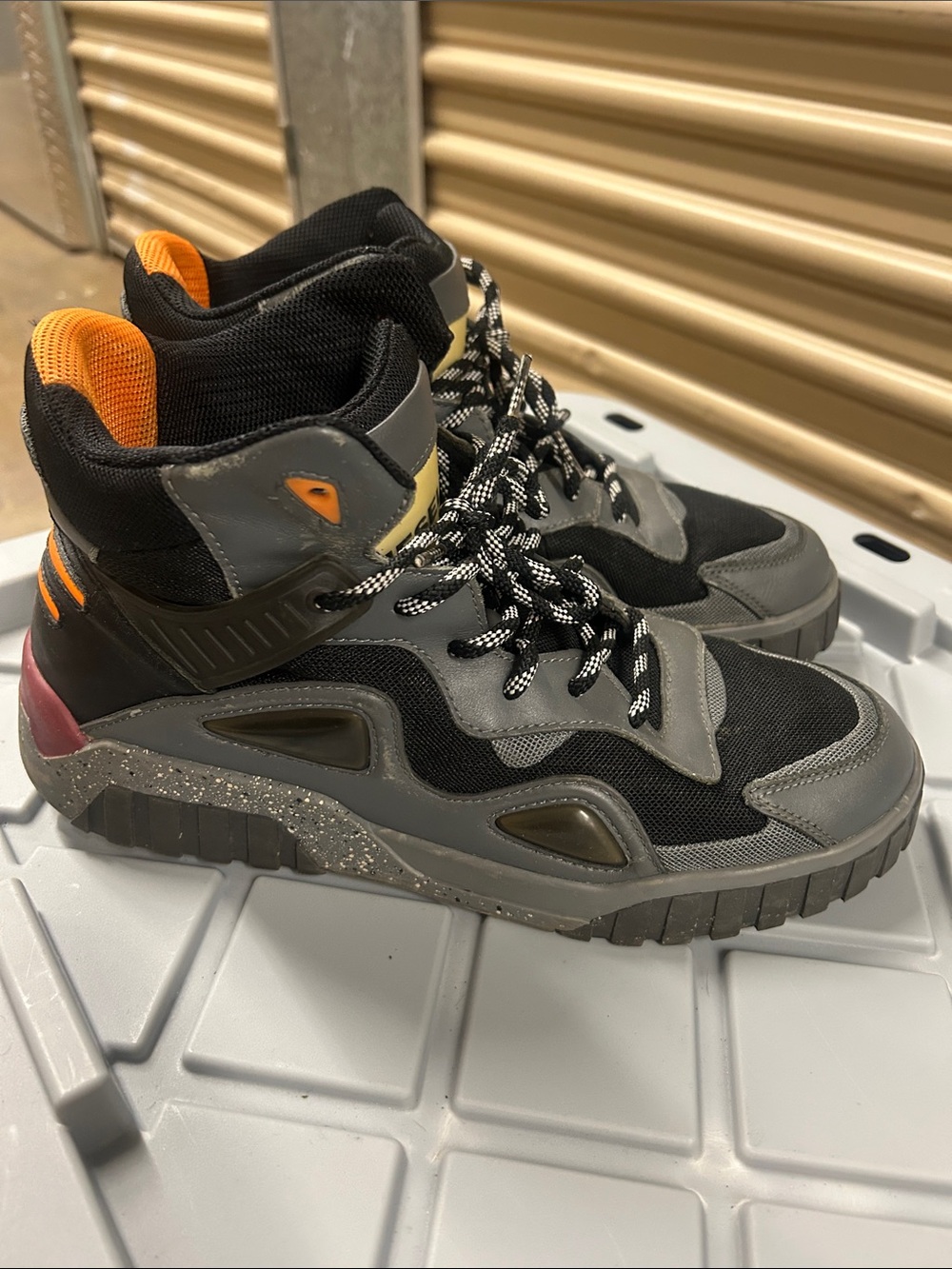 Diesel S-RUA Mid-High Top Sneakers men’s size 10.5 gray/black/orange shoes